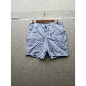 Talbots Womens Linen-Cotton Blend Light Blue Shorts Size 10 With Drawstring